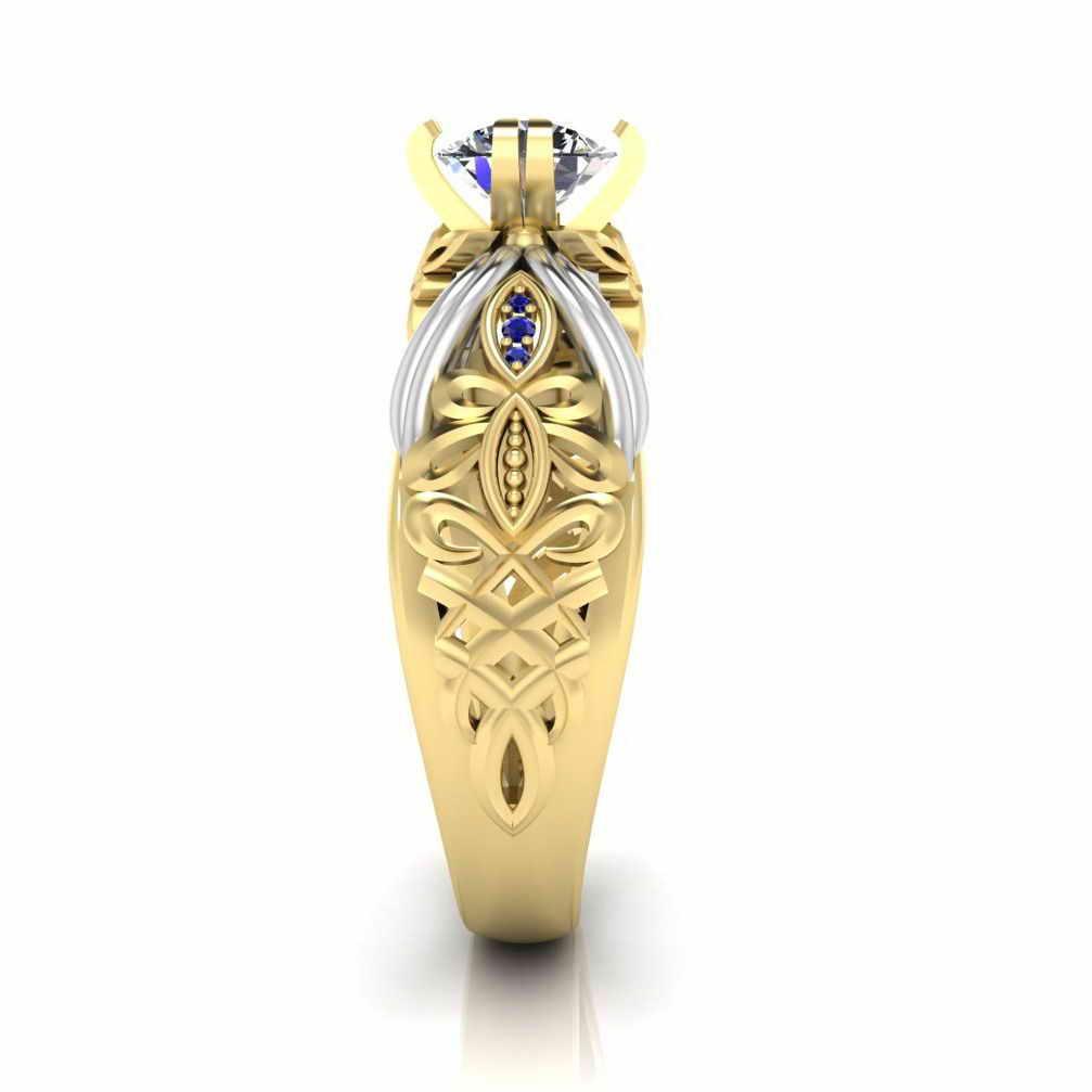 Art Nouveau Style Two Tone Sterling Silver Ring - JBR Jeweler