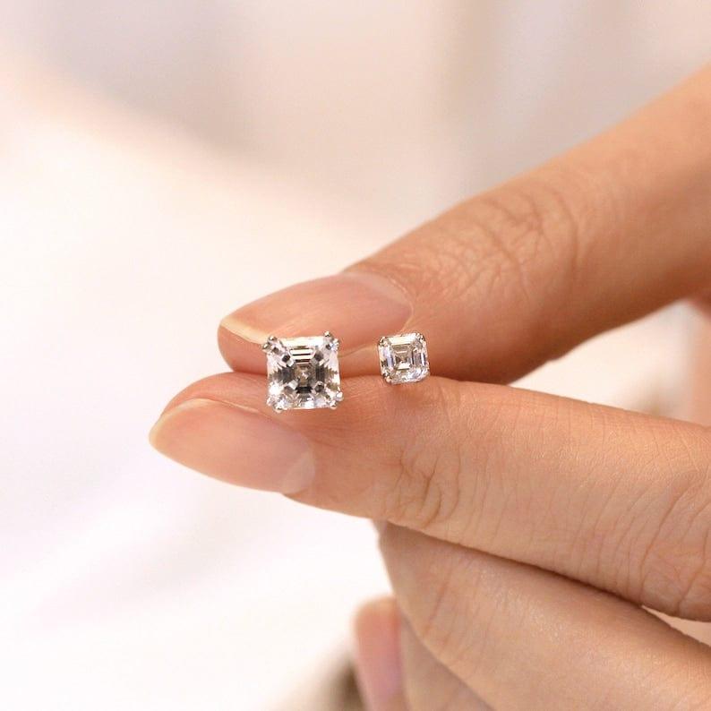 Asscher Cut Lab Grown Diamond Screw Back Earring - JBR Jeweler