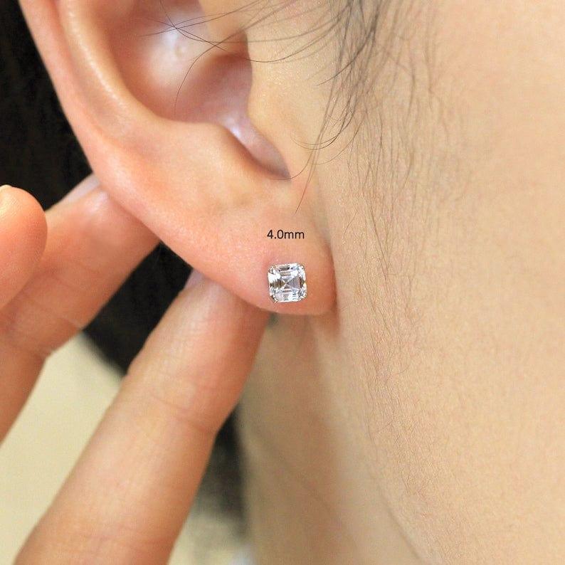 Asscher Cut Lab Grown Diamond Screw Back Earring - JBR Jeweler