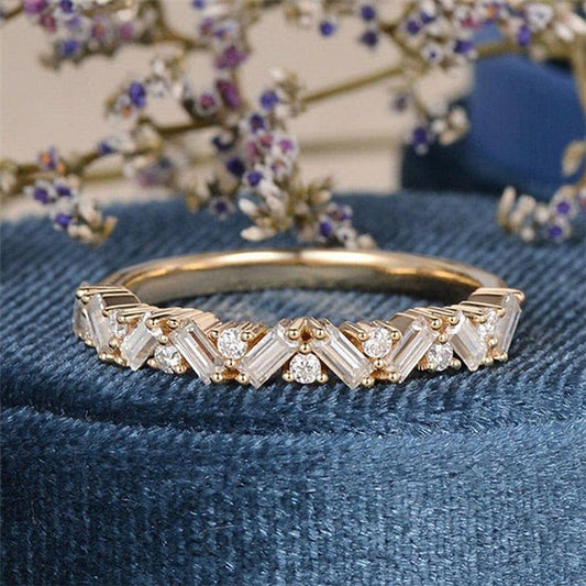 Baguette Cut Lab Grown Half Zigzag Wedding Band - JBR Jeweler