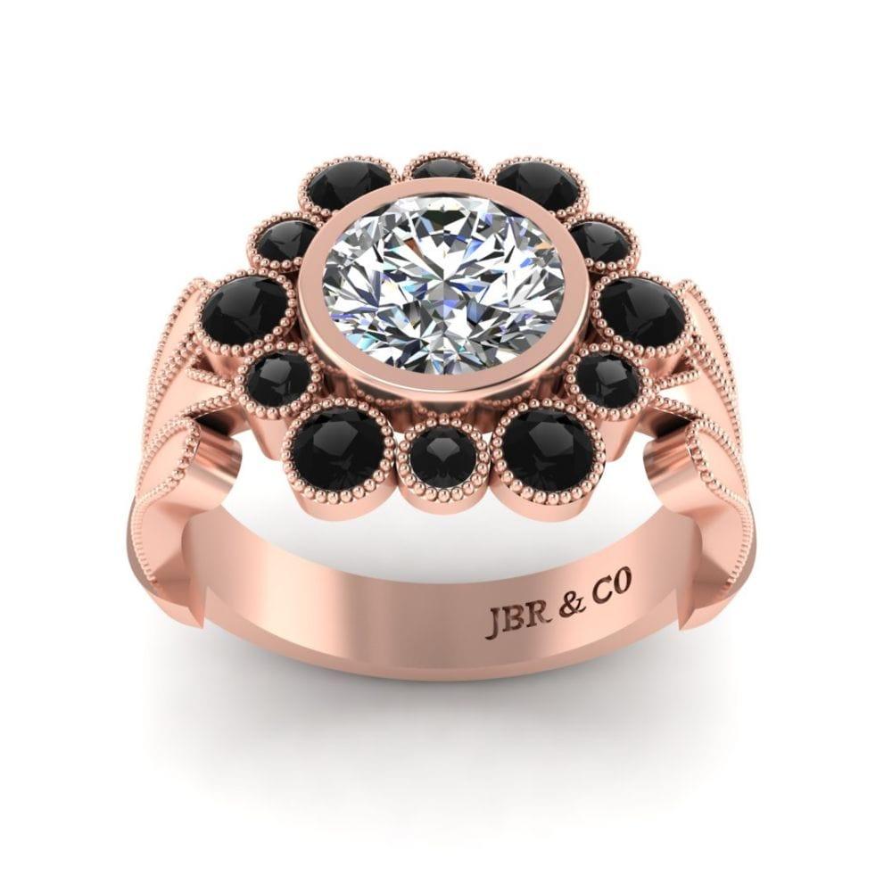 Bezel Styled Floral Engagement Ring In Sterling Silver - JBR Jeweler