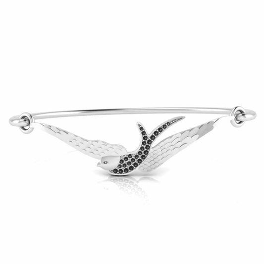 Black Round Cut Sparrow Sterling Silver Bangle bracelets - JBR Jeweler