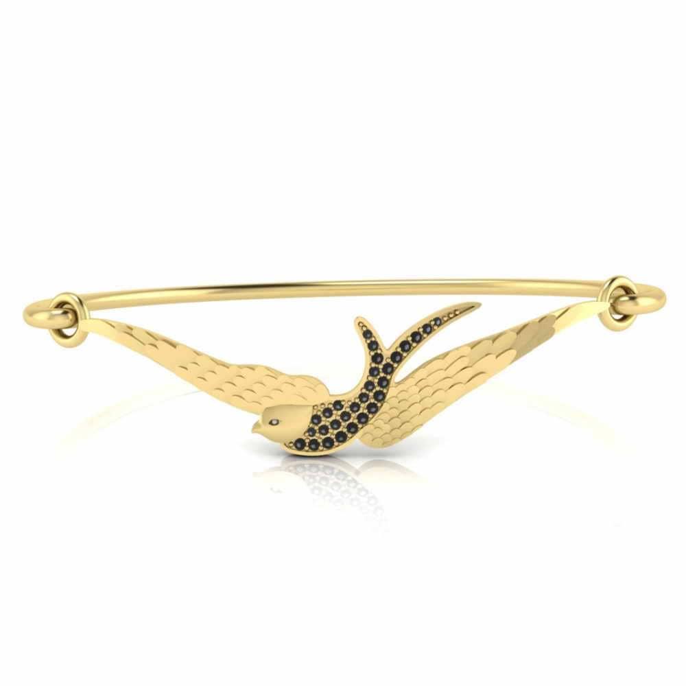 Black Round Cut Sparrow Sterling Silver Bangle bracelets - JBR Jeweler
