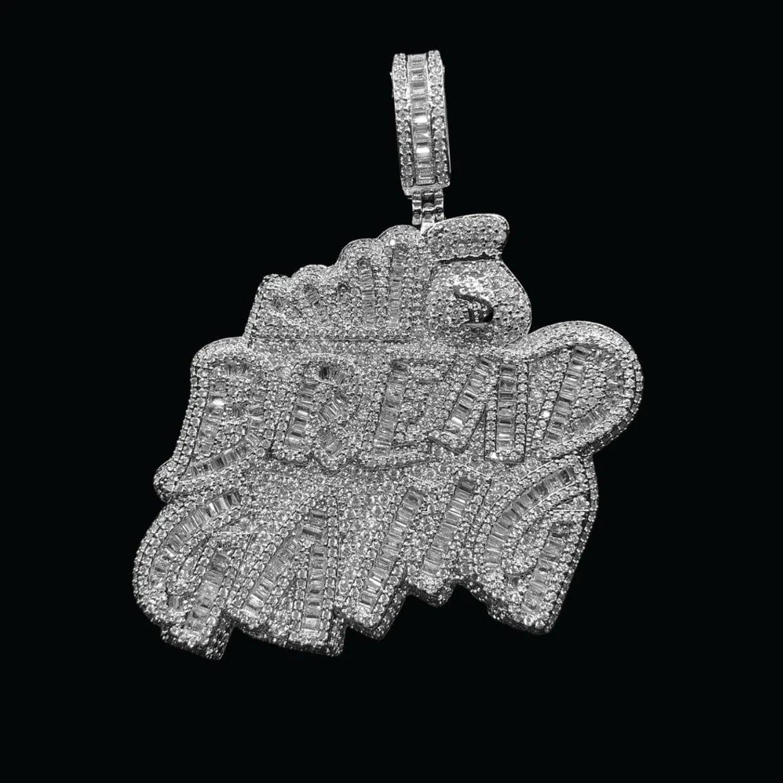 BREAD GANG Money Bag Moissanite Baguette & Round Diamond Iced Out Pendant - JBR Jeweler