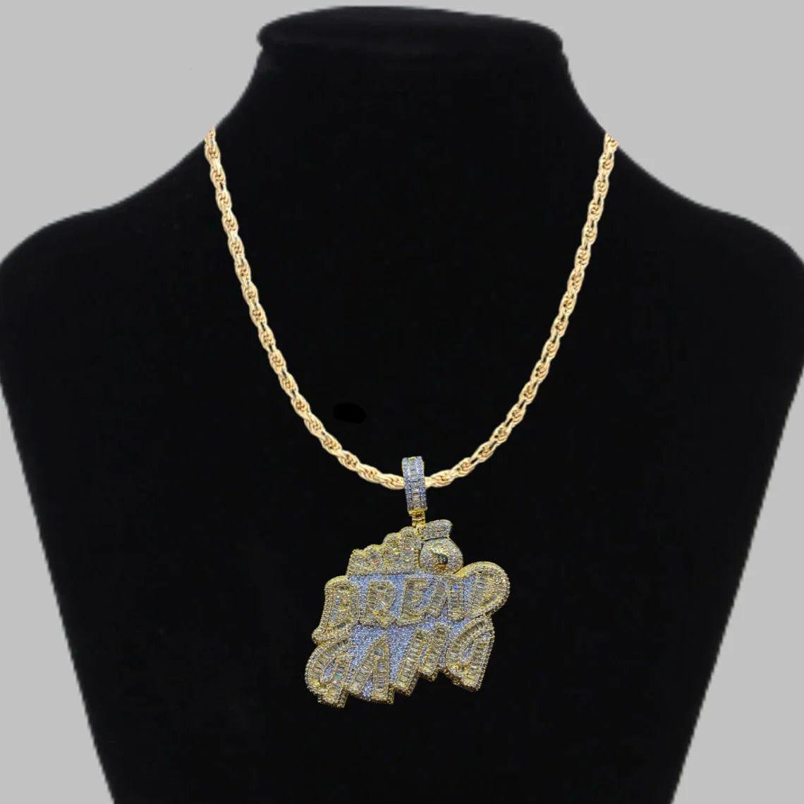 BREAD GANG Money Bag Moissanite Baguette & Round Diamond Iced Out Pendant - JBR Jeweler
