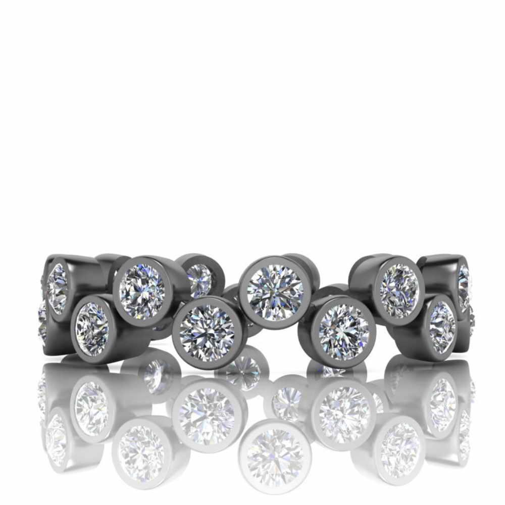Bubble Circle Geometric Zig Zag CZ Bezel Set Eternity Ring For Women In Sterling Silver - JBR Jeweler