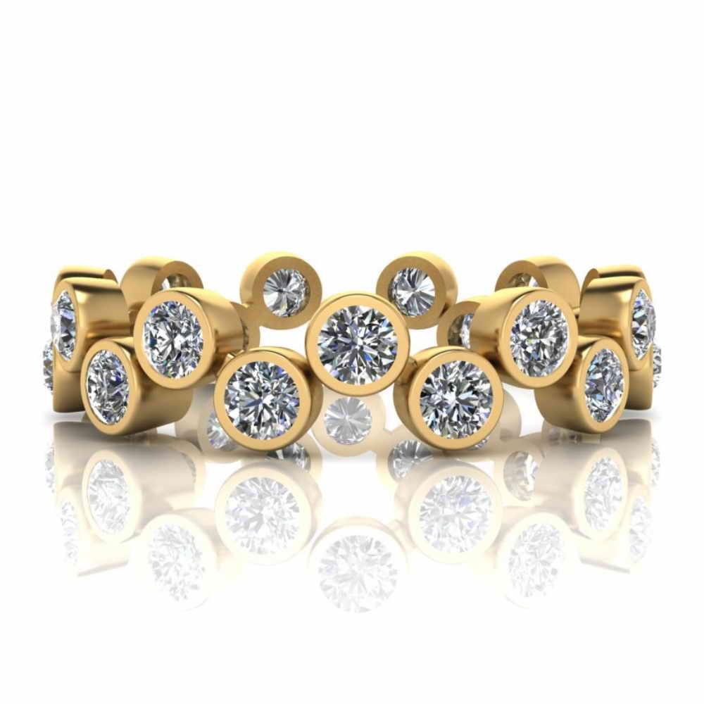 Bubble Circle Geometric Zig Zag CZ Bezel Set Eternity Ring For Women In Sterling Silver - JBR Jeweler