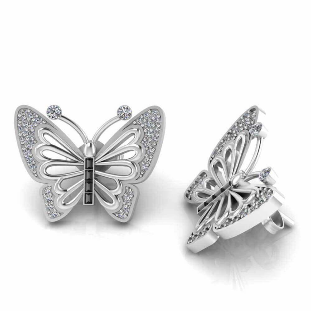 Butterfly Style Stud Earrings In Sterling Silver - JBR Jeweler