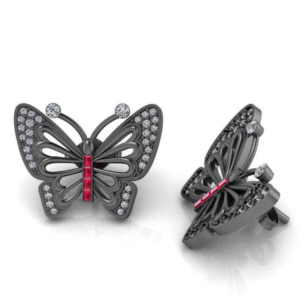 Butterfly Style Stud Earrings In Sterling Silver - JBR Jeweler