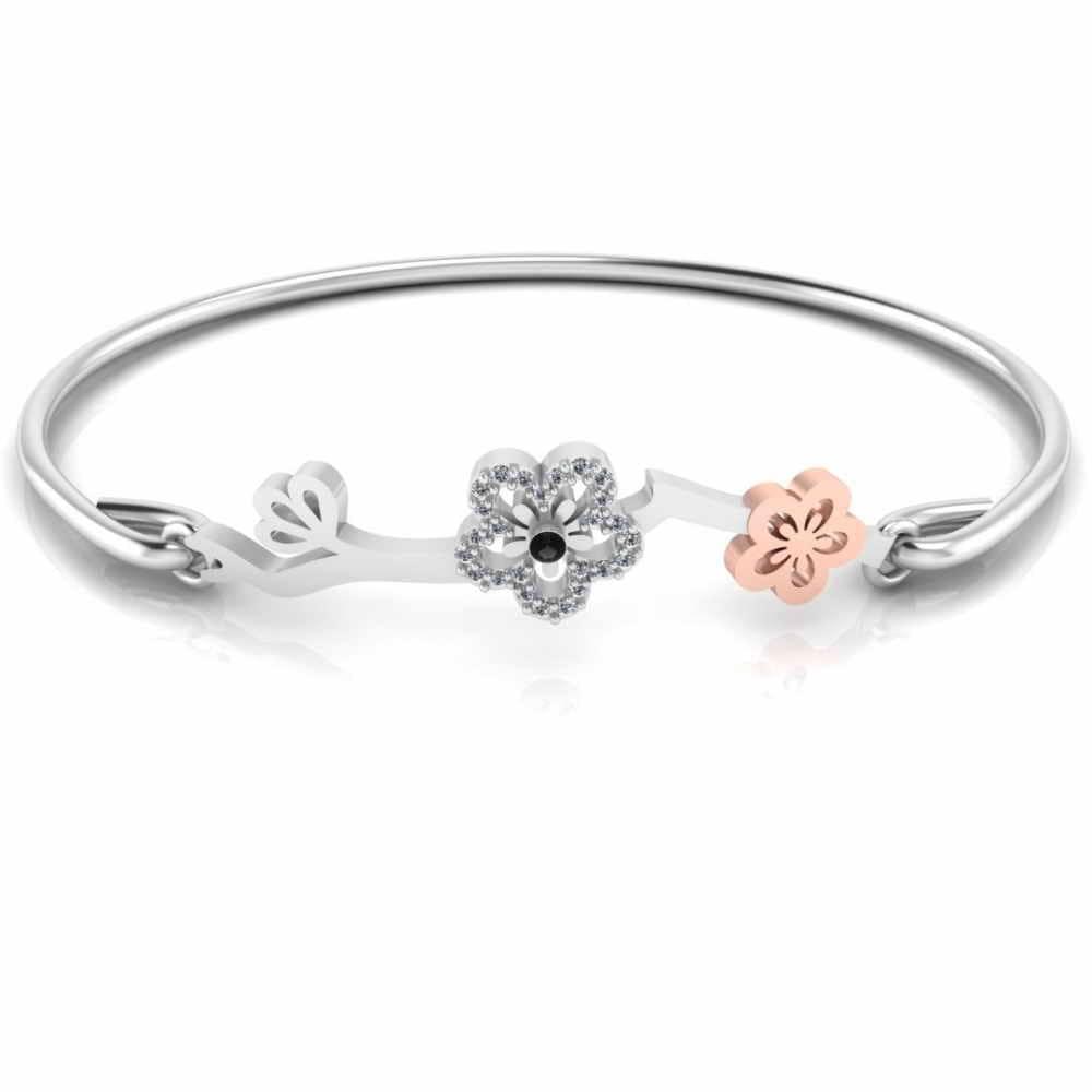 Cherry Blossom Bridesmaid Sterling Silver Bangle Bracelates - JBR Jeweler
