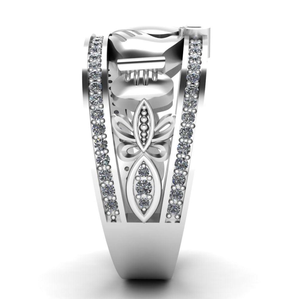 Claddagh Style Sterling Silver Women's Band - JBR Jeweler