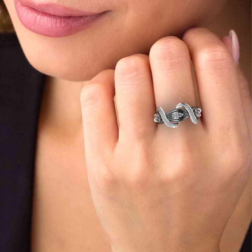 Classic Interwoven Rose Two Tone Sterling Silver Ring - JBR Jeweler