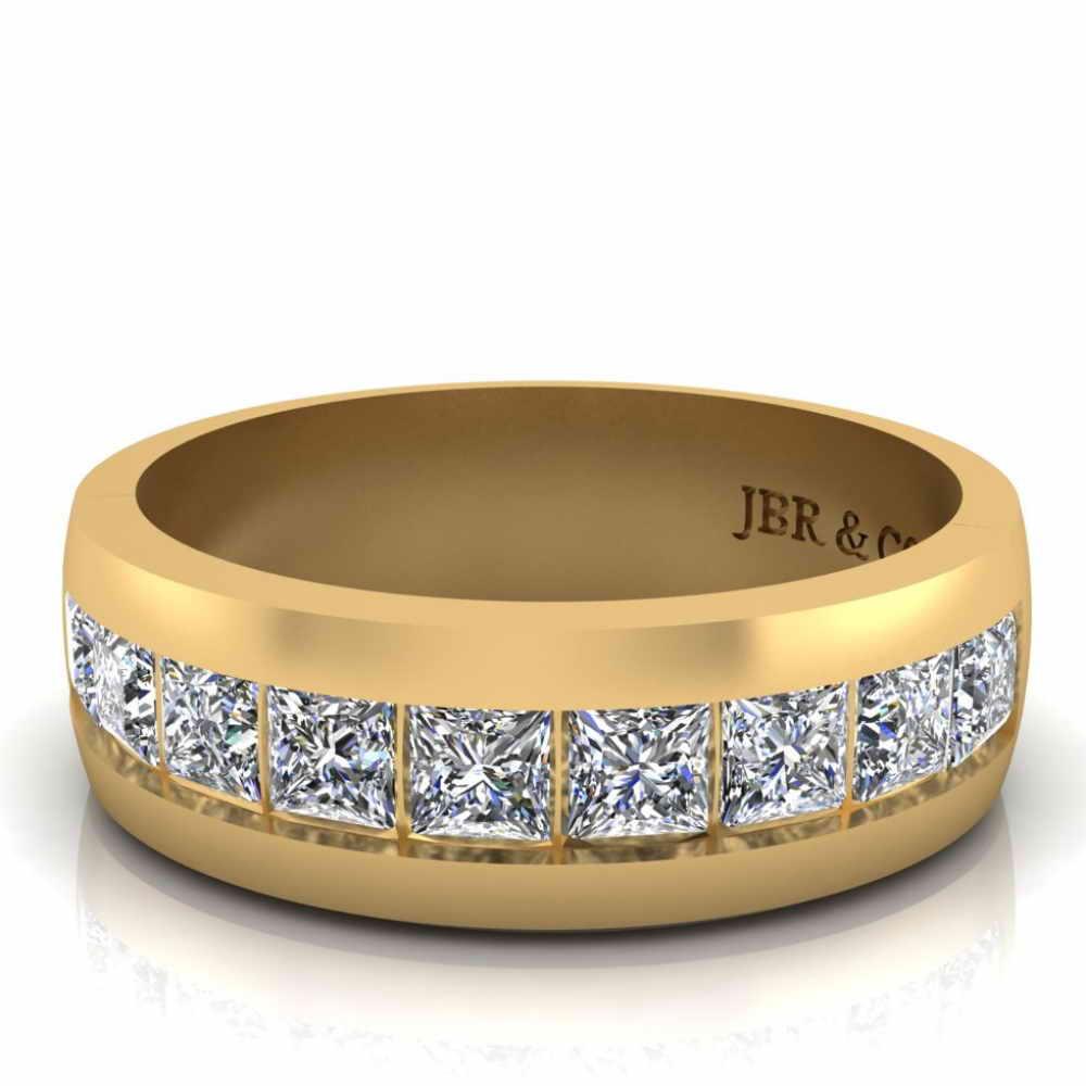 Classic Princess Cut Sterling Silver Men's Band - JBR Jeweler