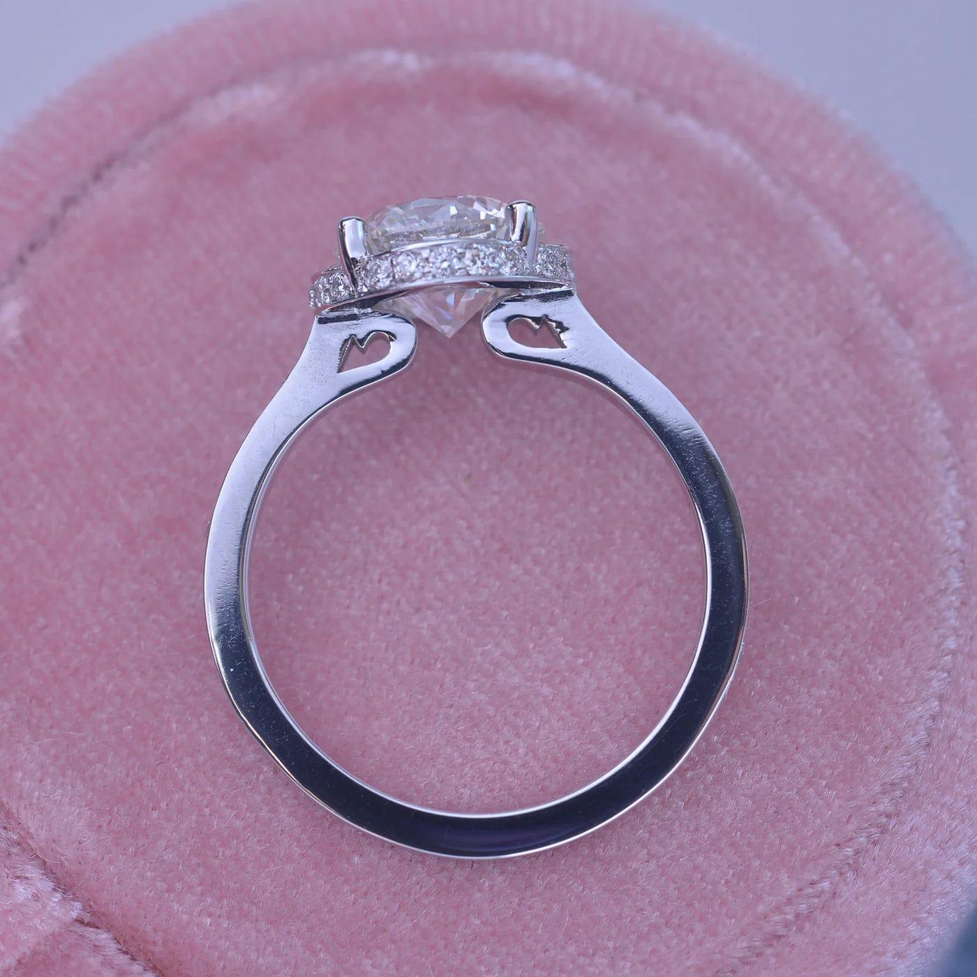 Classic Round Cut Under Halo 2CT Moissanite Engagement Ring - JBR Jeweler