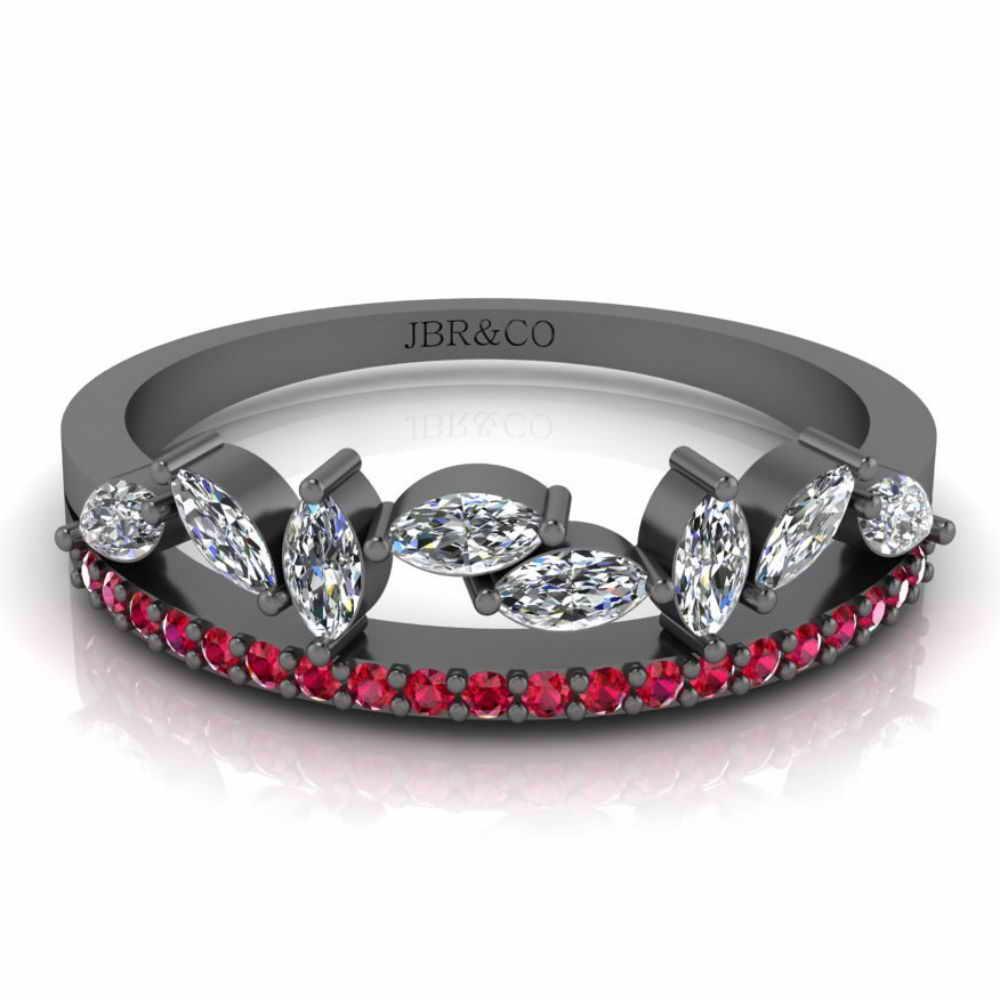 Cluster Marquise Cut Sterling Silver Eternity Ring - JBR Jeweler