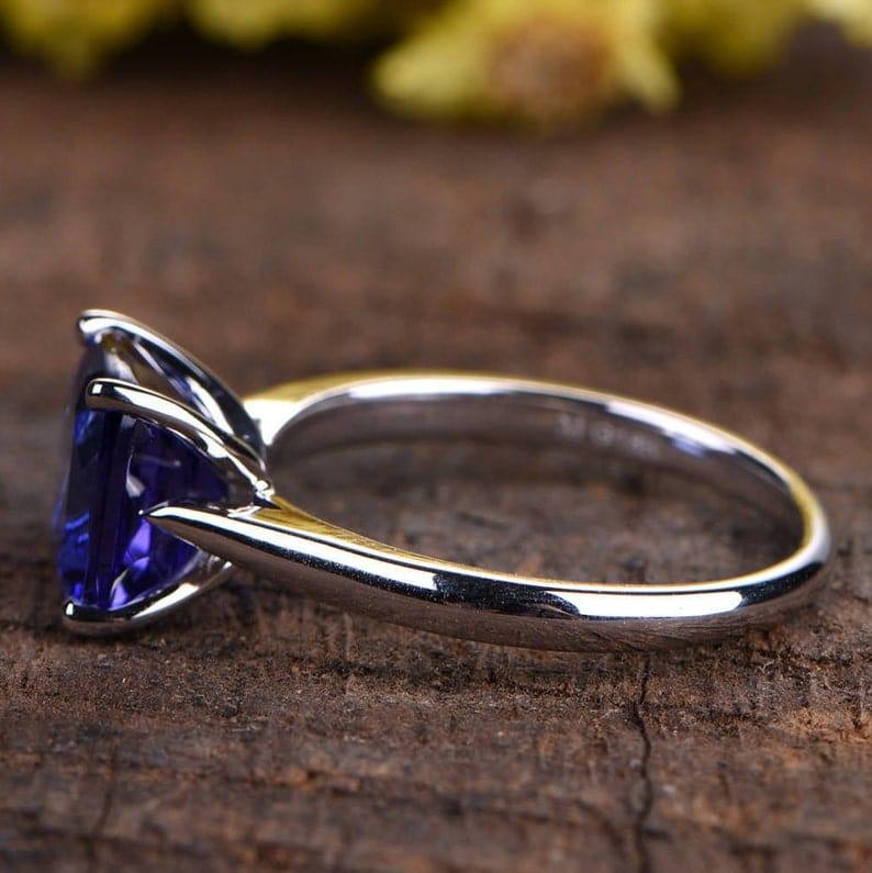 Cushion Cut Tanzanite blue Gemstone wedding solitaire Ring - JBR Jeweler