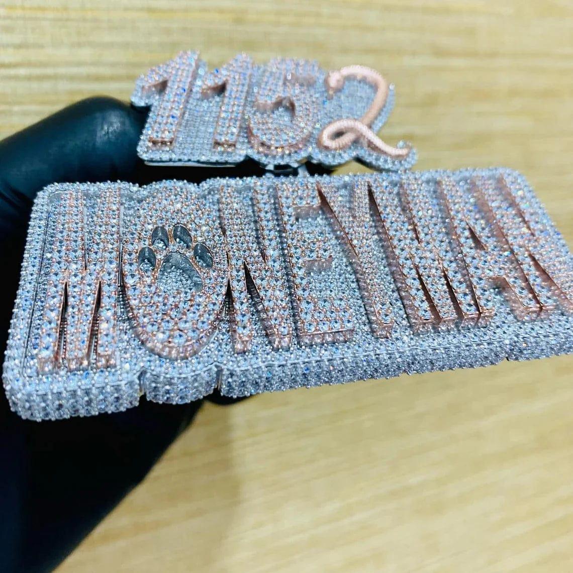 Custom Name/Number Double layer Hip Hop Full Iced Out Pendant - JBR Jeweler