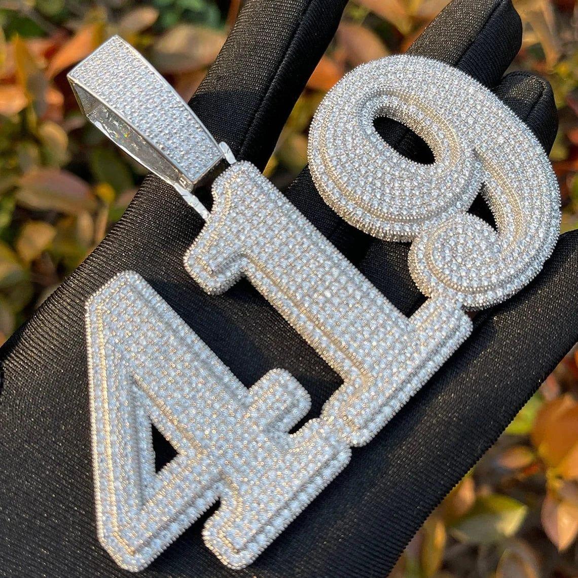 Custom Number VVS Moissanite Hip Hop Rapper Iced Out Pendant - JBR Jeweler