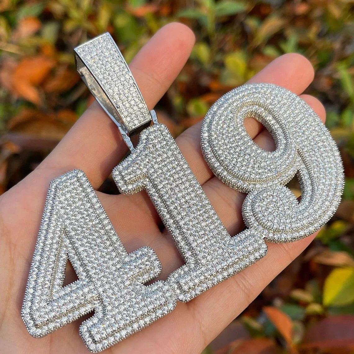 Gold/Silver Moissanite Custom Lucky Number Hip Hop Pendant
