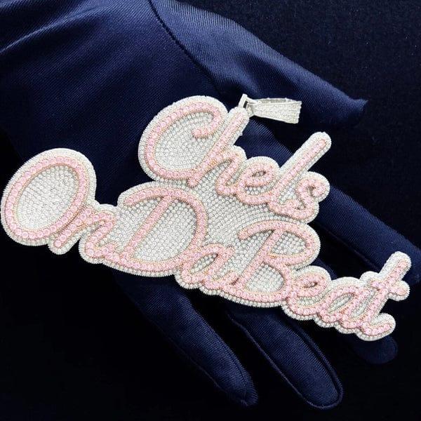 JBR Jeweler iced out pendant Customized Name Round VVS Diamond & Pink Sapphire Icy Pendant