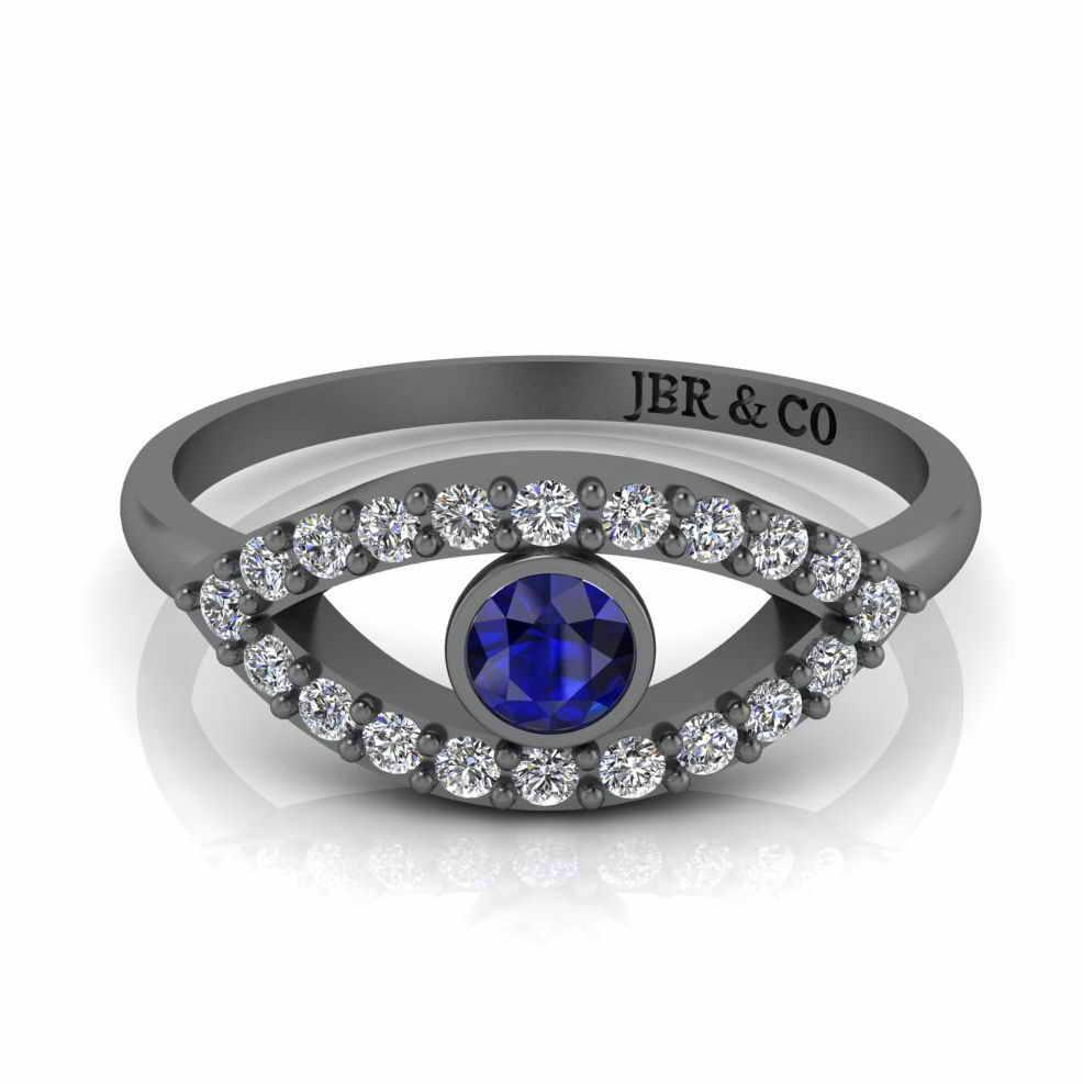 Dainty Evil Eye Sapphire Sterling Silver Ring - JBR Jeweler