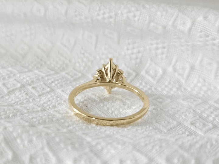 Dainty Marquise Cut Lab-Grown Diamond Half Halo Engagement Ring - JBR Jeweler