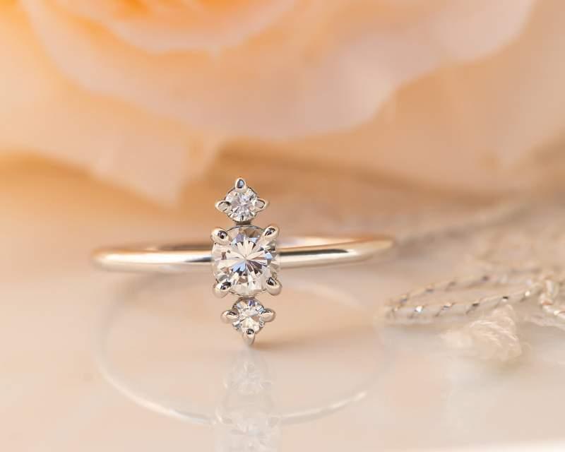 Dainty White Gold Star Celestial Moissanite Diamond Promise Ring For Women - JBR Jeweler