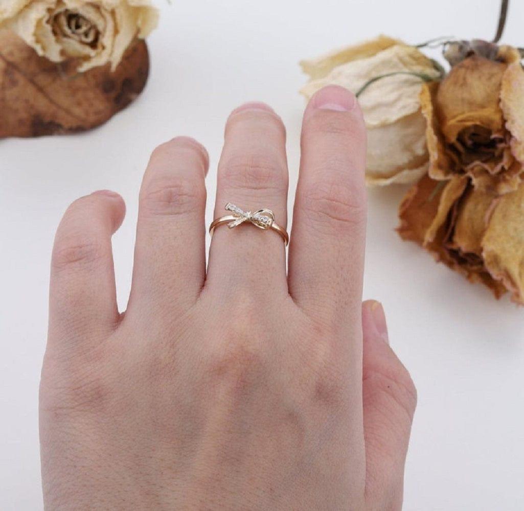 Gleamire 14k Gold Natural Diamond VS Designer White Butterfly Delicate Ring  For Sale at 1stDibs | designer delicate rings women, vs ring design, delicate  ring designs