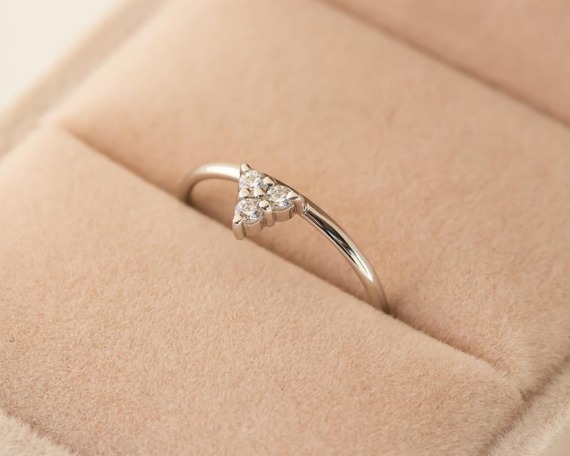 Delicate Triangle Three Stone Moissanite Anniversary Ring Band For Gift - JBR Jeweler