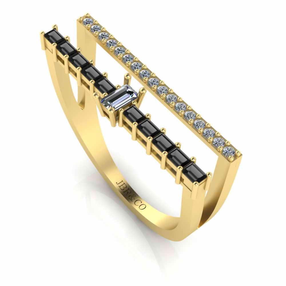 Double Channel Bar Baguette cut Sterling Silver Statement Ring - JBR Jeweler