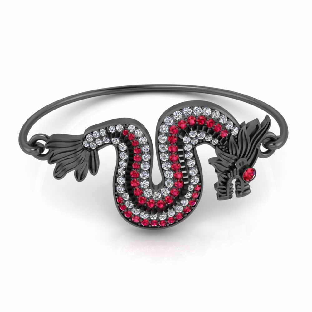 Dragon Style Ruby S925 Silver Bangle Bracelet - JBR Jeweler