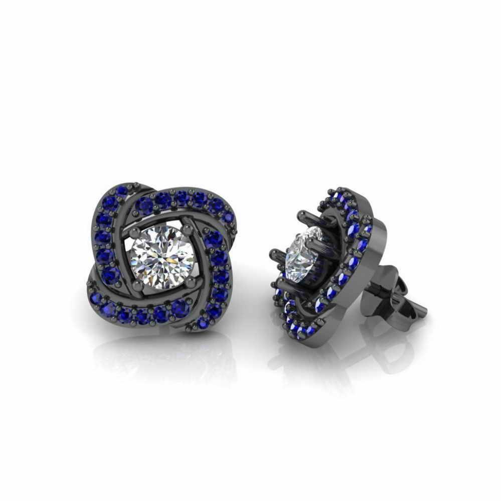 Enhanced Round Cut Knot Stud Earrings in Sterling Silver - JBR Jeweler