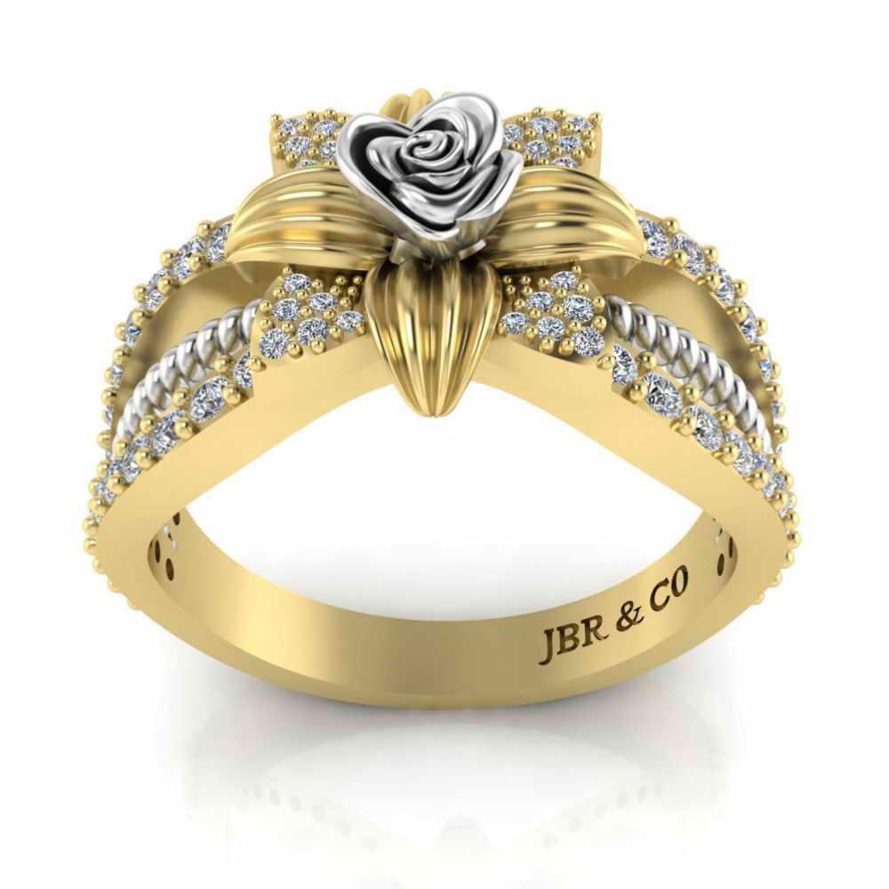 Flower Rope Style Round Cut Sterling Silver Rose Ring - JBR Jeweler