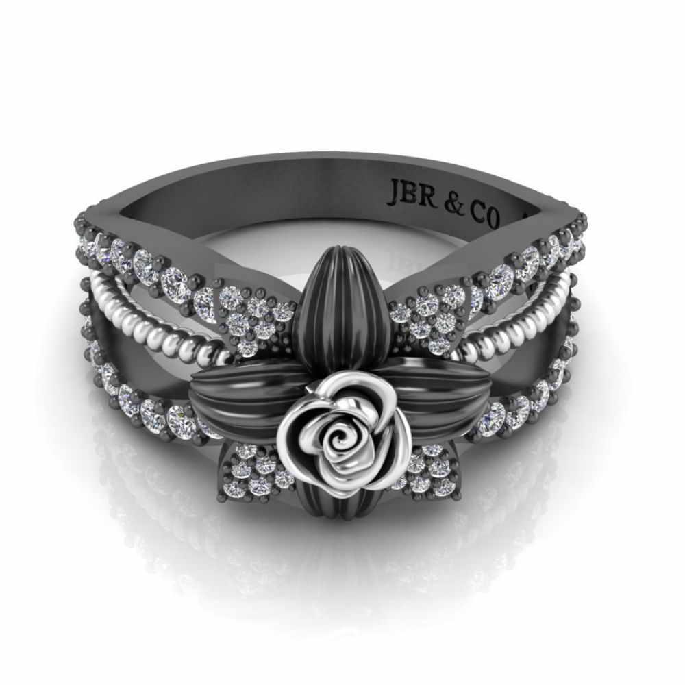 Flower Rope Style Round Cut Sterling Silver Rose Ring - JBR Jeweler