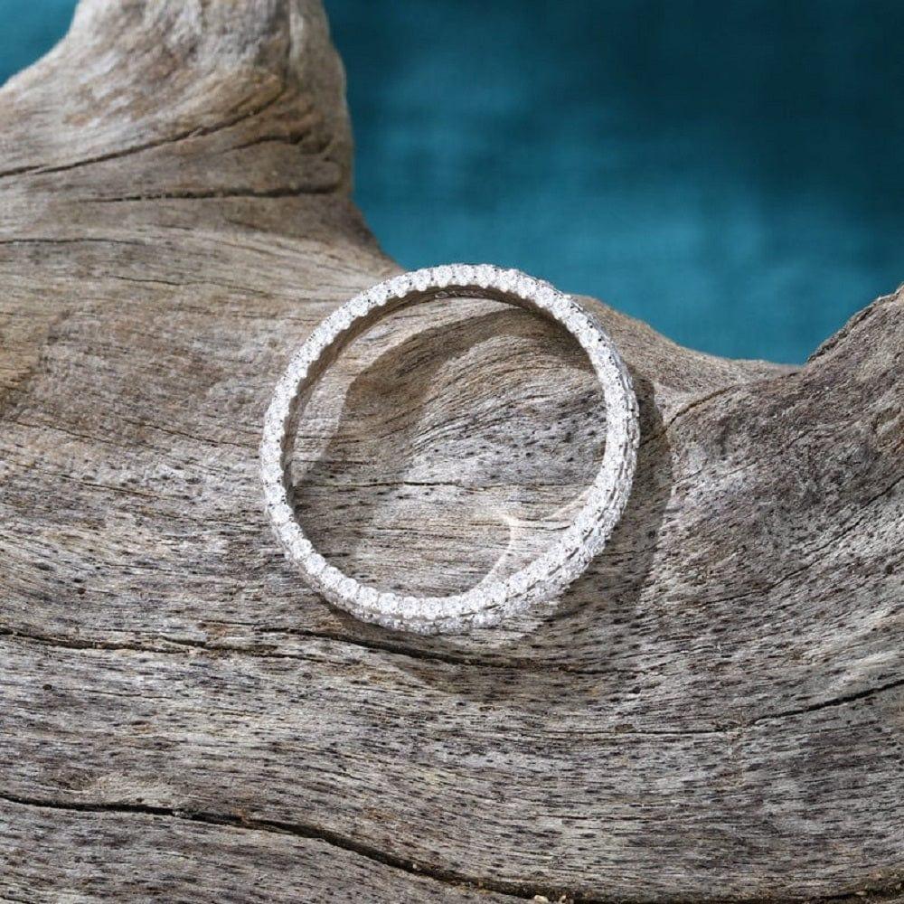 Full Eternity White Gold Full Circle Bridal Matching Stacking Promise Ring Gift - JBR Jeweler