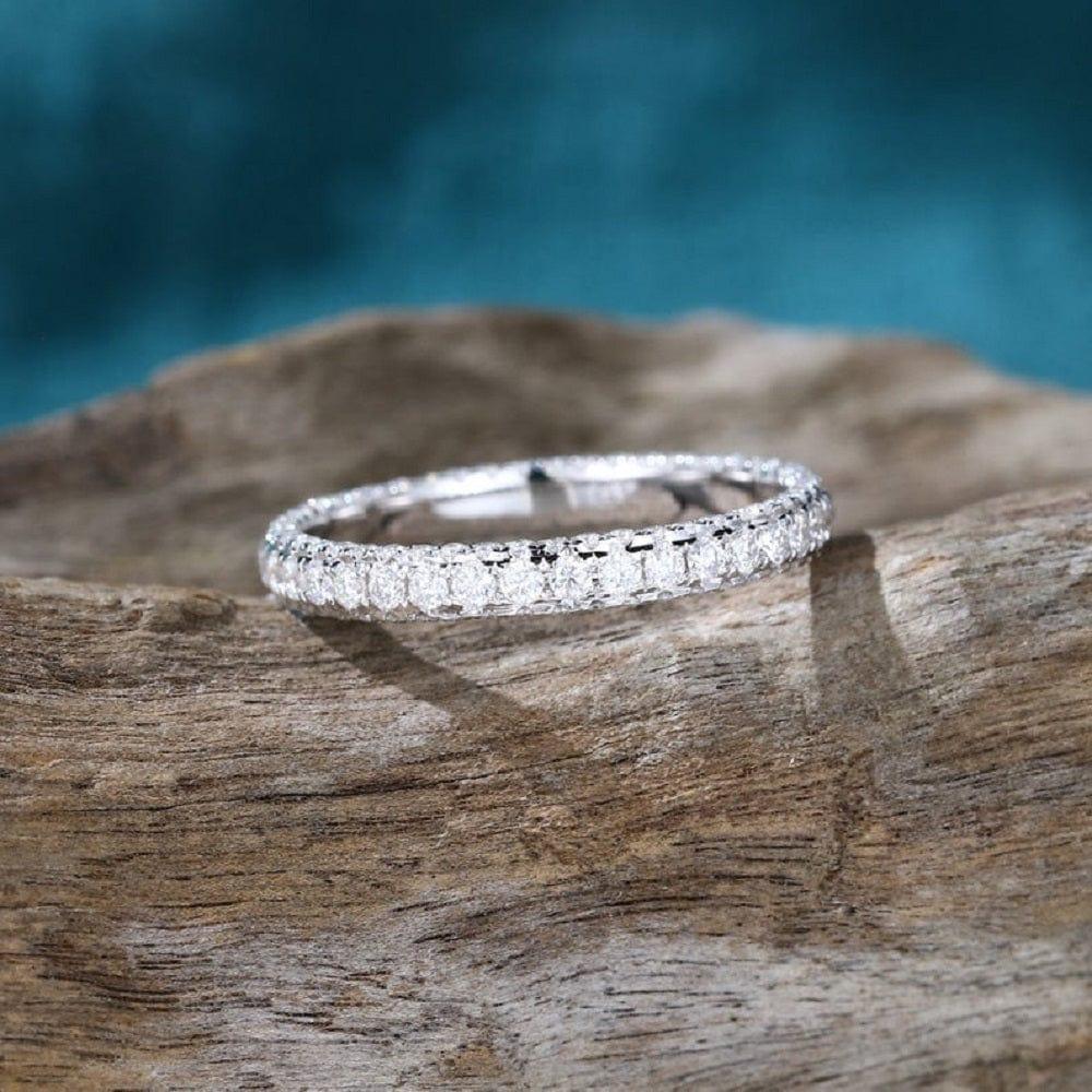 Full Eternity White Gold Full Circle Bridal Matching Stacking Promise Ring Gift - JBR Jeweler