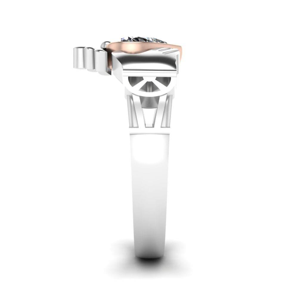Heart Cut Bezel Set Sterling Silver Claddagh Ring - JBR Jeweler