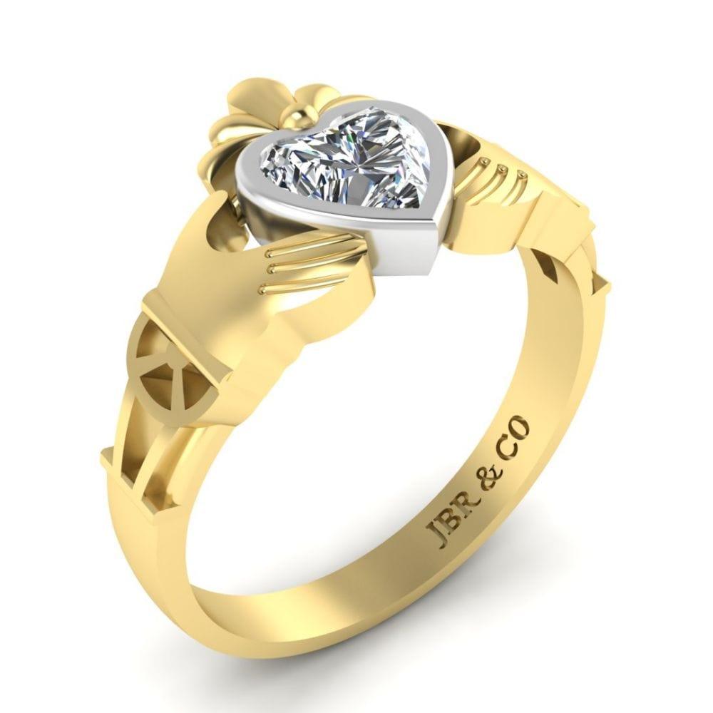 Heart Cut Bezel Set Sterling Silver Claddagh Ring - JBR Jeweler