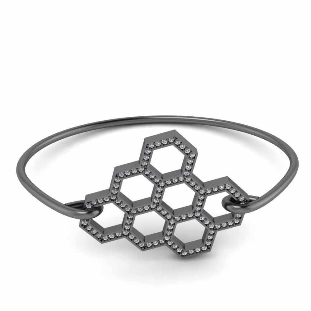 Honeycomb Bee Hive Sterling Silver Bangle Bracelet - JBR Jeweler