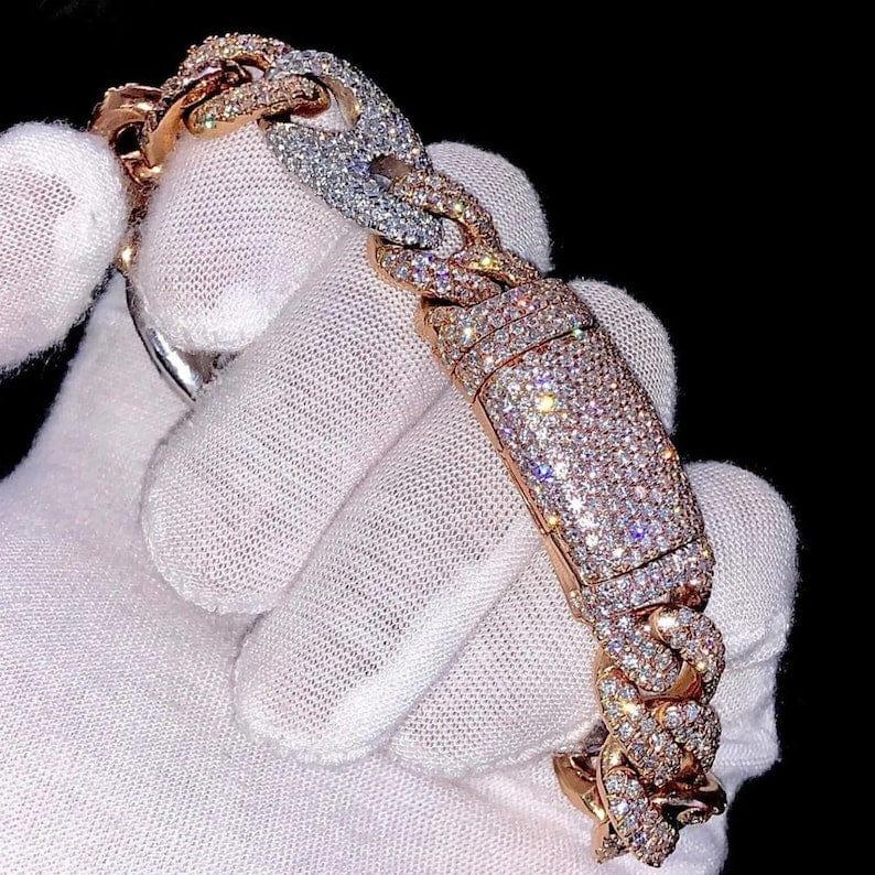 Iced Out Cuban VVS Moissanite Diamond Hip Hop Miami Cuban Men's Bracelet - JBR Jeweler