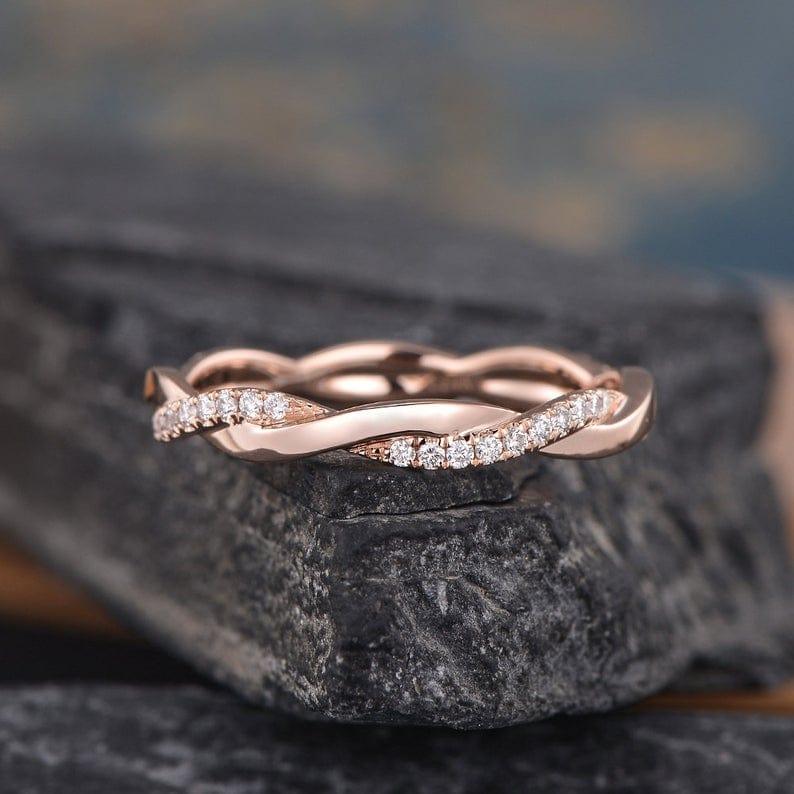 Twig Branch Diamond Wedding Wedding Band Women Solid Gold Unique Weddi –  PENFINE