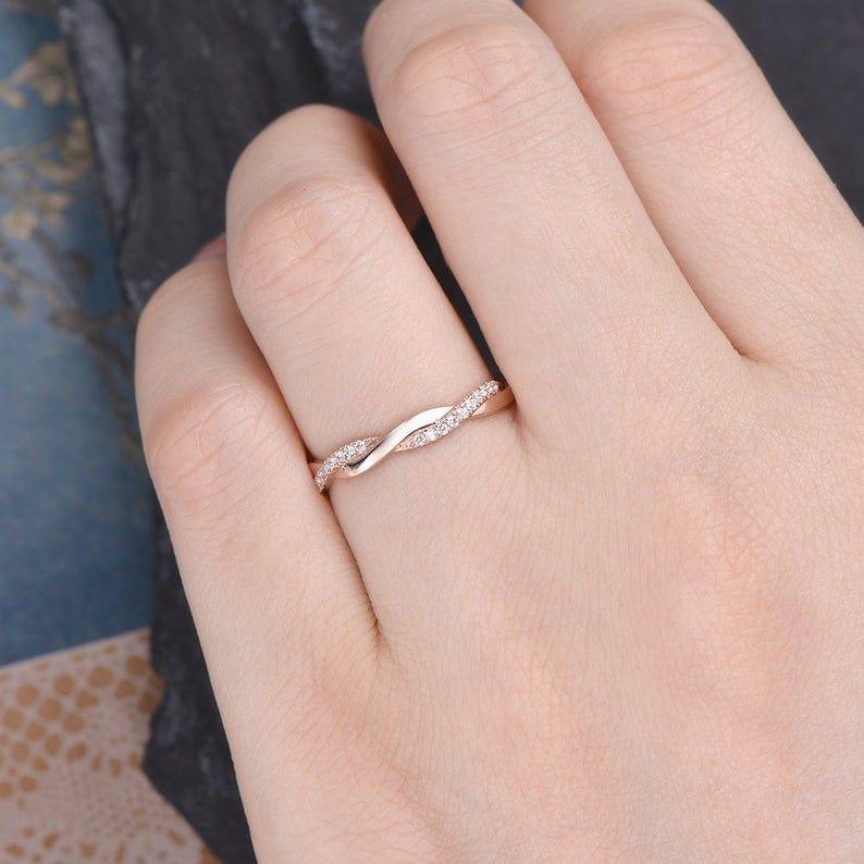 Unique Alexandrite Double Curved Wedding Band Rose Gold Moissanite Ring  Enhancer and Wraps Diamond Custom Bridal Anniversary Ring for Women - Etsy