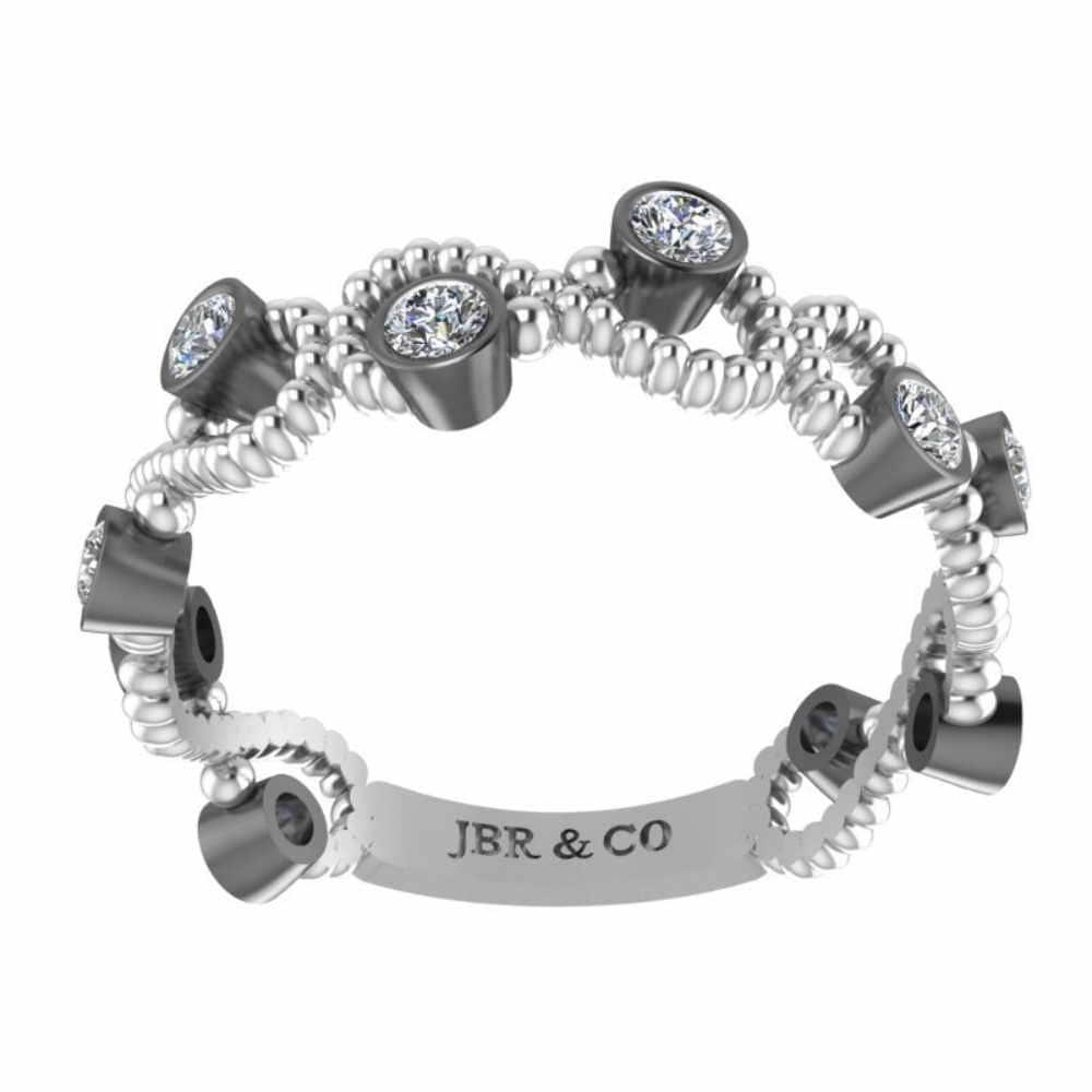 Intertwined Milgrain Two Tone Bezel Set Sterling Silver Ring - JBR Jeweler