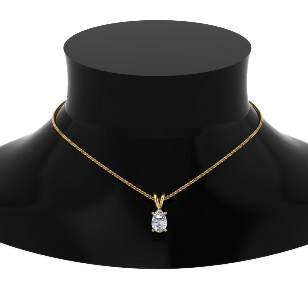 JBR Jeweler Necklace JBR 1Ct Pear Solitaire Diamond Sterling Silver Pendant