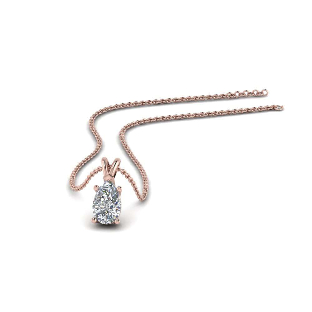 JBR Jeweler Necklace JBR 1Ct Pear Solitaire Diamond Sterling Silver Pendant