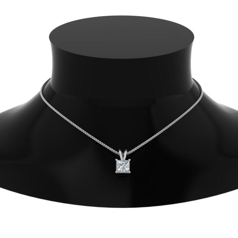 JBR 1Ct Princess Cut Solitaire Diamond Sterling Silver Pendant - JBR Jeweler