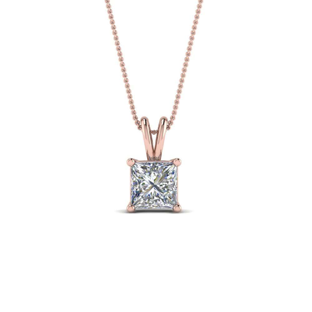 JBR 1Ct Princess Cut Solitaire Diamond Sterling Silver Pendant - JBR Jeweler