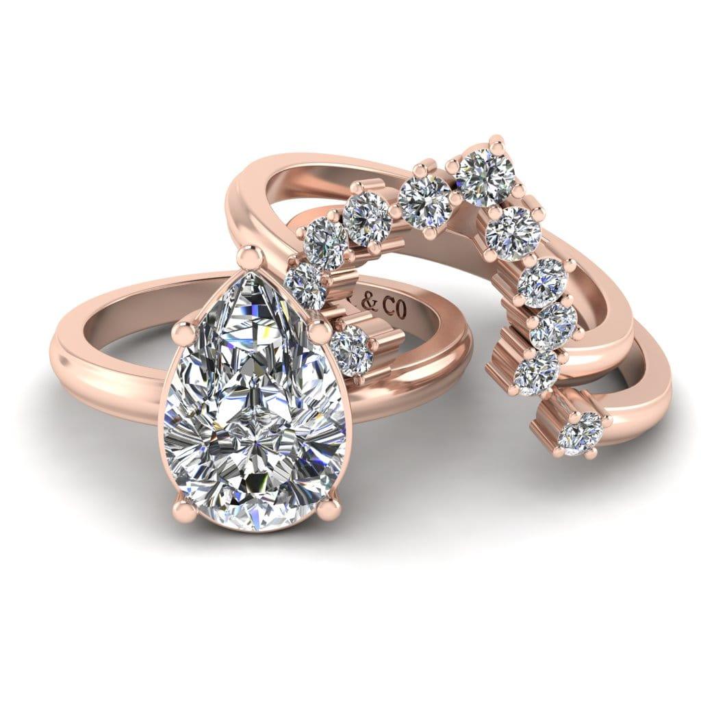 JBR 3PC Pear Cut Sterling Silver Wedding Ring Set - JBR Jeweler