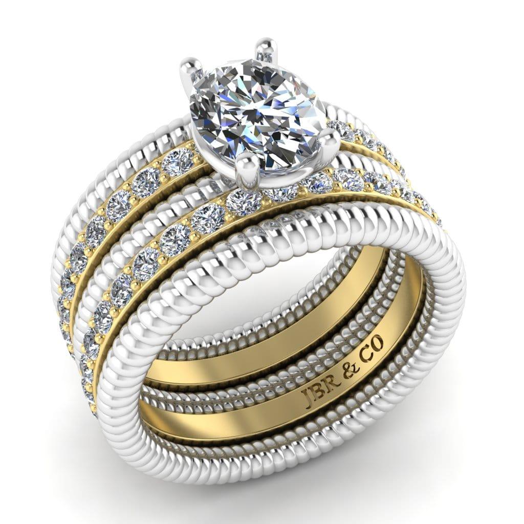 JBR Jeweler Silver Ring JBR 5PC Oval Cut Sterling Silver Ring Bridal Set