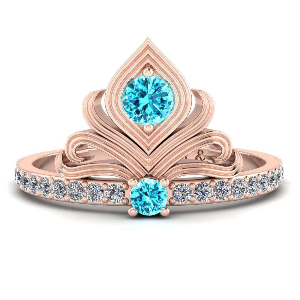 JBR Jeweler Silver Ring 3 / Silver Rose Gold Plated JBR Aladdin Flower Design Round Cut Cocktail Sterling Silver Ring